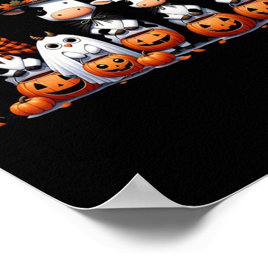 幽霊フクロウズフュウハロウィーン動物牛の恋人不気味 ポスター (角)