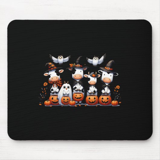 幽霊フクロウズフュウハロウィーン動物牛の恋人不気味 マウスパッド (正面)