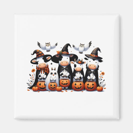 幽霊フクロウズフュウハロウィーン動物牛の恋人不気味 マグネット (正面)