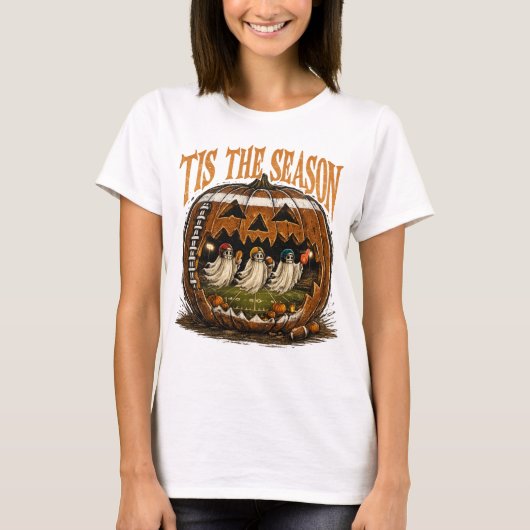 幽霊フットボールTシャツ クリスマスの季節 Tシャツ (正面)