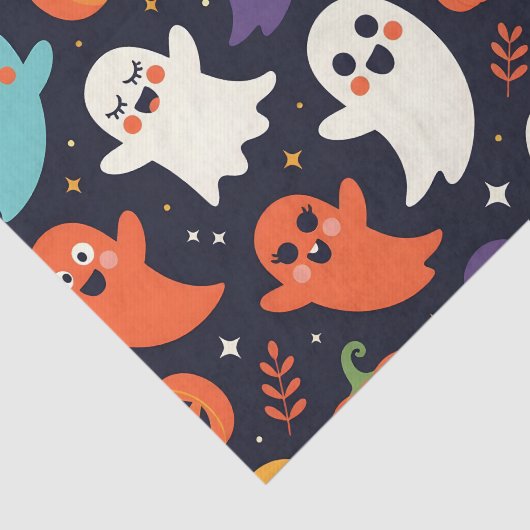 幽霊フレンドリーとカボチャのハロウィーンパターン 薄葉紙 (詳細)