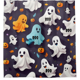 幽霊フレンドリー秋バスルーム シャワーカーテン