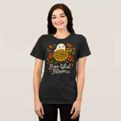 幽霊フローラハロウィーン – かわいい秋開花 トライブレンドＴシャツ (正面全面)