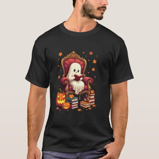幽霊ブックリー読ダーのブックオーバー先生おもしろい Tシャツ (正面)