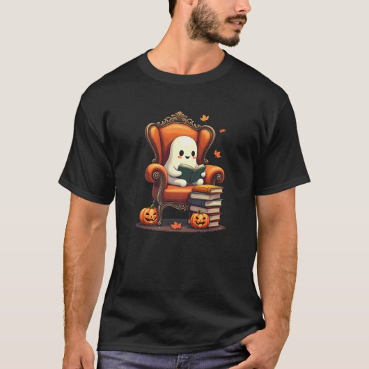幽霊ブックリー読ダーのブックオーバー先生おもしろい Tシャツ (正面)