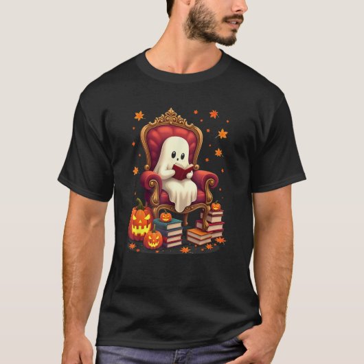 幽霊ブックリー読ダーのブックオーバー先生おもしろい Tシャツ (正面)