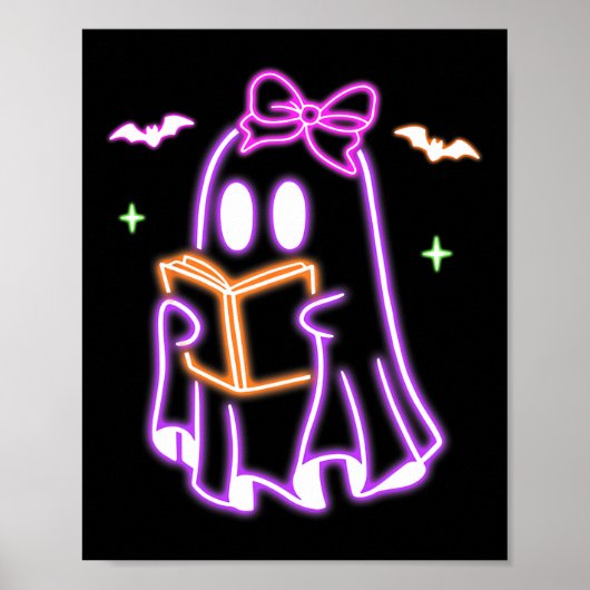 幽霊ブック読のハロウィーンかわいい幽霊ブック恋人 ポスター (正面)