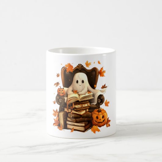 幽霊ブック読ズパンプキンハロウィーン先生 コーヒーマグカップ (中央)