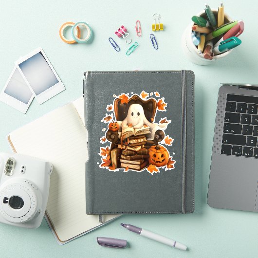 幽霊ブック読ズパンプキンハロウィーン先生 シール (iPadカバー)