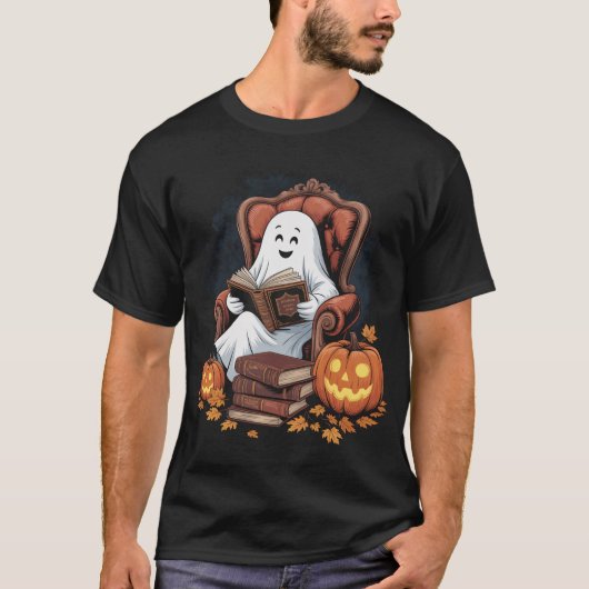 幽霊ブック読ズパンプキンハロウィーン先生 Tシャツ (正面)