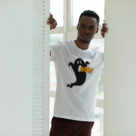 幽霊ブハロウィンブラックオレンジグラフィック Tシャツ