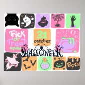 幽霊ブピンクパステルハロウィンデコールキッズルーム ポスター (正面)