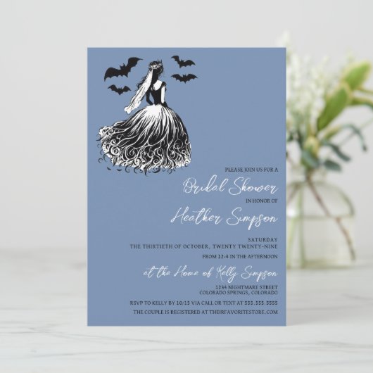 幽霊ブライドブルーブライダルシャワー 招待状 (スタンド正面)
