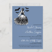 幽霊ブライドブルーブライダルシャワー 招待状 (正面/裏面)