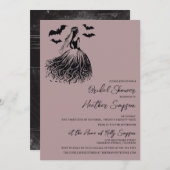 幽霊ブライドマウヴブライダルシャワー 招待状 (正面/裏面)