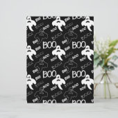 幽霊ブラック&ホワイトハロウィーンパターン（の模様が）ある紙 (スタンド正面)