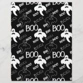 幽霊ブラック&ホワイトハロウィーンパターン（の模様が）ある紙 (裏面)