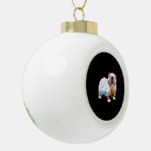 幽霊ブルドッグハロウィン犬 セラミックボールオーナメント (左)