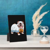 幽霊ブルドッグハロウィン犬 フォトプラーク (側面)