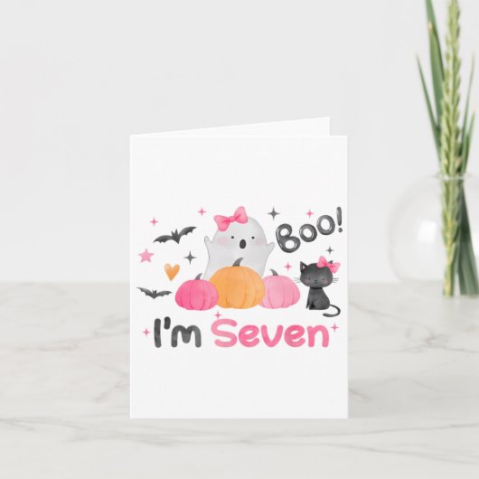幽霊ブー私は7歳ハロウィンキッズ7th カード (正面)