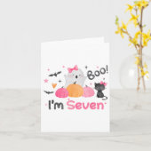 幽霊ブー私は7歳ハロウィンキッズ7th カード (黄色い花)