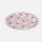 幽霊ヘイブパステルピンクハロウィーン誕生日 ペーパープレート (アングル)