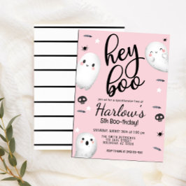 幽霊ヘイブパステルピンクハロウィーン誕生日 招待状