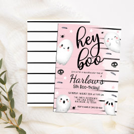 幽霊ヘイブパステルピンクハロウィーン誕生日 招待状