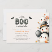 幽霊ベビーシャワートリトルブハロウィーン 招待状 (正面)