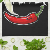 幽霊ペッパーおもしろいスパイシー熱ハロウィーン幽霊ペッパー キッチンタオル (折り畳み)