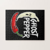 幽霊ペッパーおもしろいスパイシー熱ハロウィーン幽霊ペッパー ジグソーパズル (横)