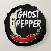 幽霊ペッパーおもしろいスパイシー熱ハロウィーン幽霊ペッパー ラウンドクッション (裏面)
