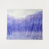 幽霊マウンテンズバレーウォーターカラーランドスケープ タペストリー (正面(横))