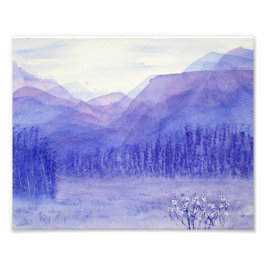 幽霊マウンテンズバレーウォーターカラーランドスケープ フォトプリント           
