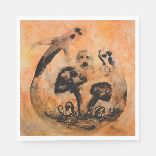 幽霊マッシュルーム紙ナプキンス スタンダードランチョンナプキン (正面)