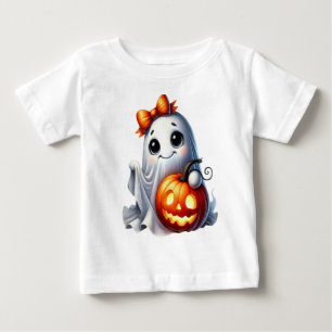 幽霊マ不気味マレトロハロウィーンヴィンテージデザイン ベビーTシャツ