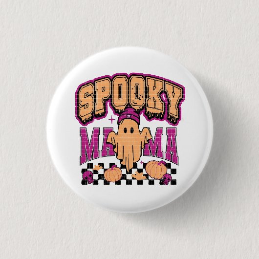 幽霊マ不気味マレトロハロウィーンヴィンテージデザイン 缶バッジ (正面)