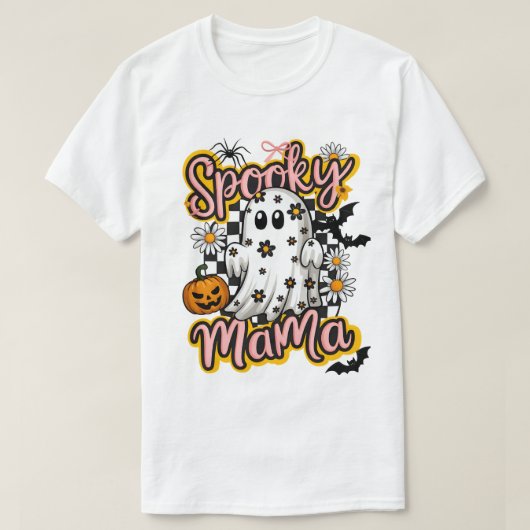 幽霊マ不気味マレトロハロウィーンヴィンテージデザイン Tシャツ (デザイン正面)