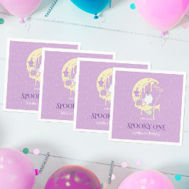 幽霊ムーンカワイイ不気味ワンハロウィーン1回目の誕生日 スタンダードカクテルナプキン