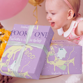 幽霊ムーンブー不気味怖いワンハロウィン誕生日 ラッピングペーパー