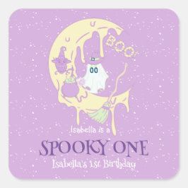幽霊ムーン不気味ワンハロウィン誕生日の恩恵 スクエアシール