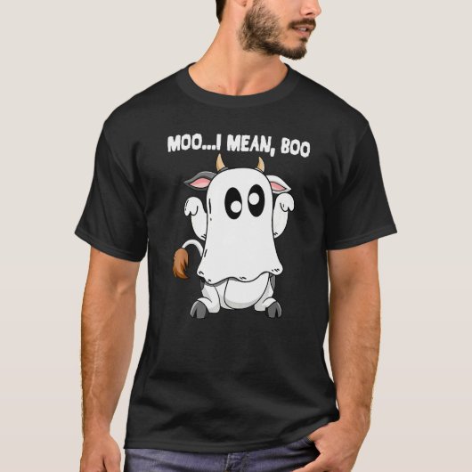 幽霊モー牛の私はブハロウィーン、牛の恋人を意味する Tシャツ (正面)