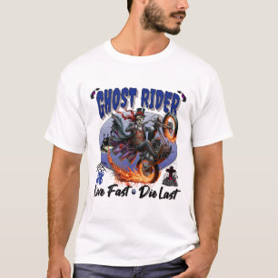 幽霊ライダースケルトンライディングフレーミングバイク Tシャツ