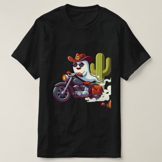 幽霊ライダーバイクTシャツ – 不気味バイクもしくは自転車に乗る人Tシャツ Tシャツ (デザイン正面)