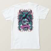 幽霊ライダーTシャツ – フレーミングスカル&バイクもしくは自転車に乗る人スピリット Tシャツ (デザイン裏面)