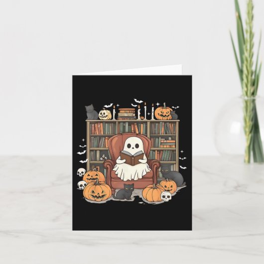 幽霊ライブラリ読ハロウィーン本の読書愛好家T カード (正面)