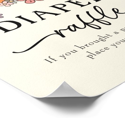 幽霊レトロおむつラッフルベビーシャワーゲームサイン ポスター (角)