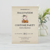 幽霊ワインかわいいおもしろいヴィンテージハロウィーン 招待状 (スタンド正面)