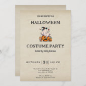 幽霊ワインかわいいおもしろいヴィンテージハロウィーン 招待状 (正面/裏面)