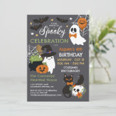 幽霊不気味お祝いキッズハロウィーン誕生日 招待状 (スタンド正面)